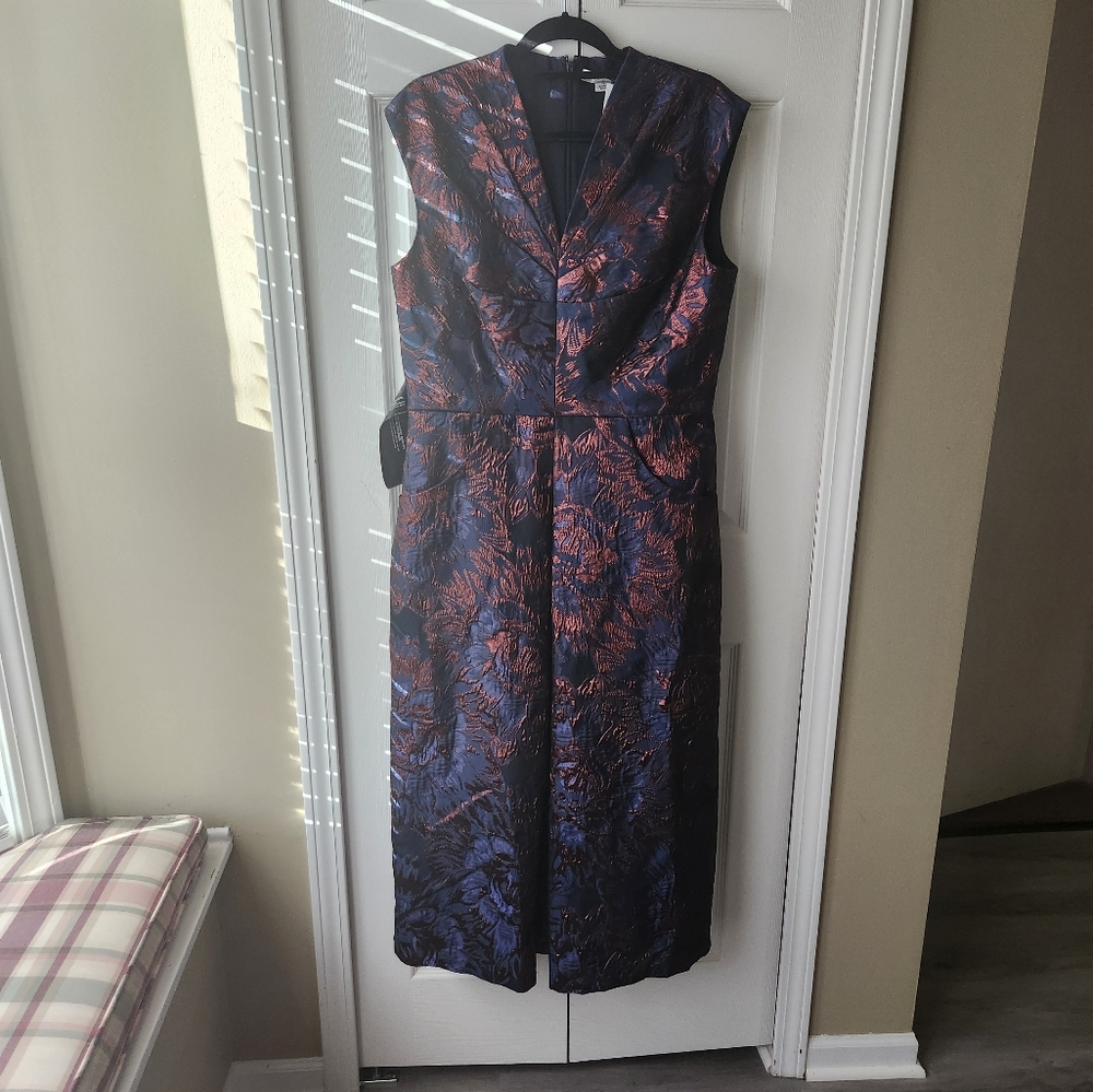 Kay Unger- Faustine Elegant Floral Jacquard Jumpsuit(Midi Length). Semi-formal